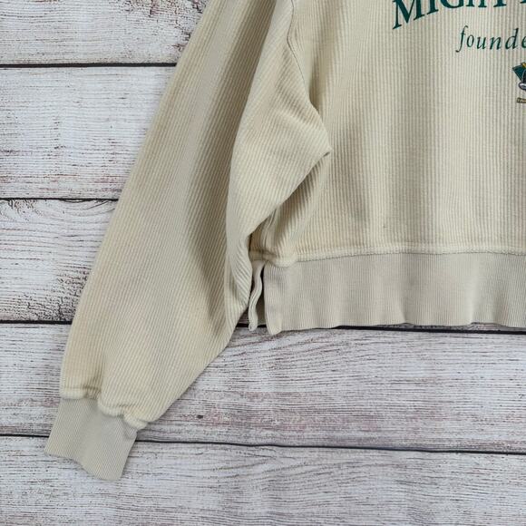 Chicka-D Mighty Ducks Thermal Cropped Boxy Sweatshirt Womens Medium Cream - Picture 4 of 10